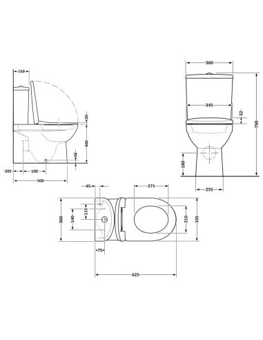 Унитаз Q-Tap Evia Ultra Quiet QTEVI27W49258, 630х350х795 мм, безободковый, напольный