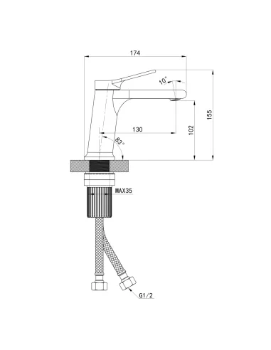 Смеситель для умывальника Q-Tap Arvin QTARV270CRM48638 хром, однорычажный