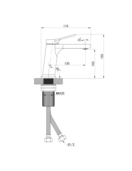 Змішувач для умивальника Q-Tap Arvin QTARV270CRM48638 хром, одноважільний