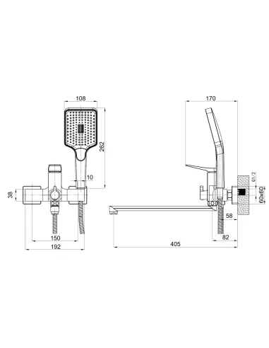 Смеситель для ванны с душем Q-Tap Nando QTNAN260CRM48652 Chrome