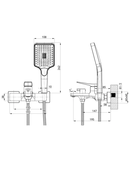 Смеситель для ванны с душем Q-Tap Nando QTNAN259CRM48651 Chrome