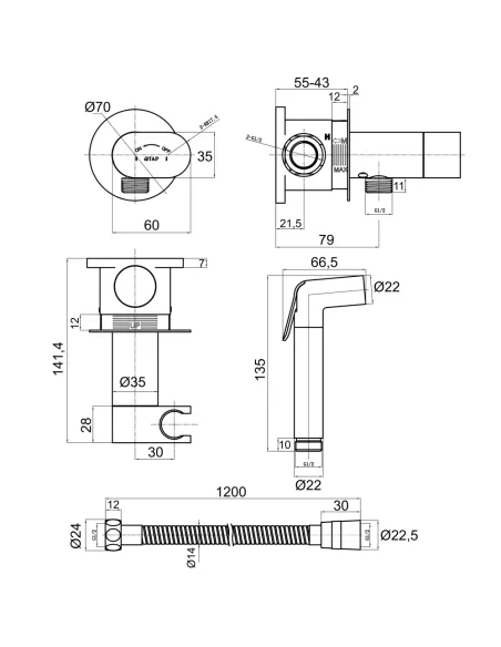Набір для гігієнічного душу Q-Tap Inspai-Varius QTINSVARCRMV00440601 Chrome зі змішувачем