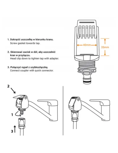 Адаптер для конектора Bradas Black Line ECO-4124 40 мм, універсальний, із затискачем