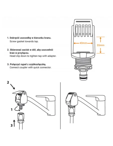 Адаптер для конектора Bradas Black Line ECO-4124 40 мм, універсальний, із затискачем