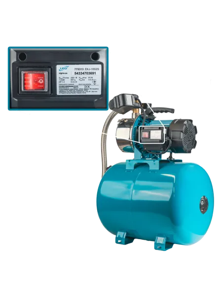 Насосна станція Leo 775313/50 1,0 кВт, напір 44 м, корпус нерж, бак 50 літрів