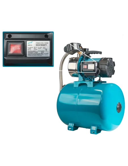 Насосная станция Leo 775314/50 1,2 кВт, напор 48 м, корпус нерж, бак 50 литров