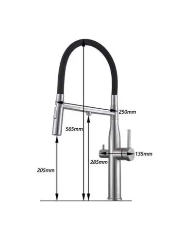 Смеситель для кухни Wezer LUX4-01-GUNGREY с подключением к очистке воды, черный гофроизлив