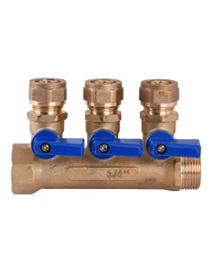 Колектор для теплої підлоги Cristal NM-1018 3/4 дюйма (16мм) 3 виходи, з перекриттям