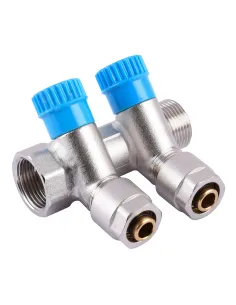 Колектор для теплої підлоги Cristal NM-1016 3/4 х 1/2 дюйма (16мм), 2 виходи 35 градусів, з перекриттям