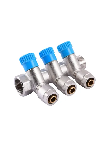 Колектор для теплої підлоги Cristal NM-1016 3/4 х 1/2 дюйма (16мм), 3 виходи 35 градусів, з перекриттям