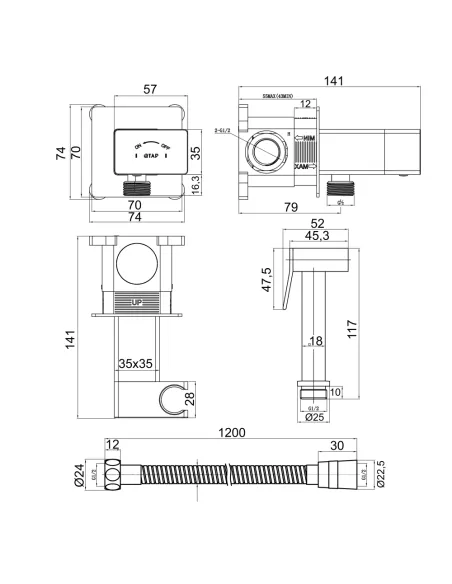 Набор для гигиенического душа Q-Тap Inspai-Varius QTINSVARCRMV00440701 Chrome, со смесителем