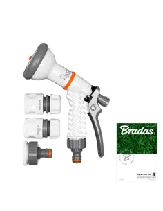 Пистолет для полива Bradas White Line WL-EN1TSET, комплект 2 коннектора и адаптер на шланг 3/4 дюйма