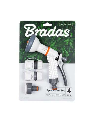 Пистолет для полива Bradas White Line WL-EN1TSET, комплект 2 коннектора и адаптер на шланг 3/4 дюйма