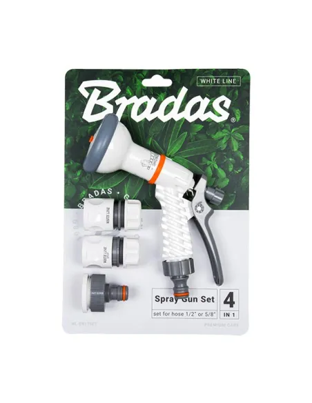 Пистолет для полива Bradas White Line WL-EN1TSET, комплект 2 коннектора и адаптер на шланг 3/4 дюйма