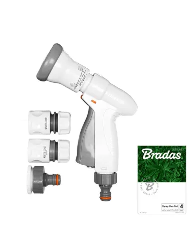 Пистолет для полива Bradas White Line WL-EN8TSET, комплект 2 коннектора и адаптер на шланг 3/4 дюйма