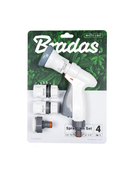 Пистолет для полива Bradas White Line WL-EN8TSET, комплект 2 коннектора и адаптер на шланг 3/4 дюйма