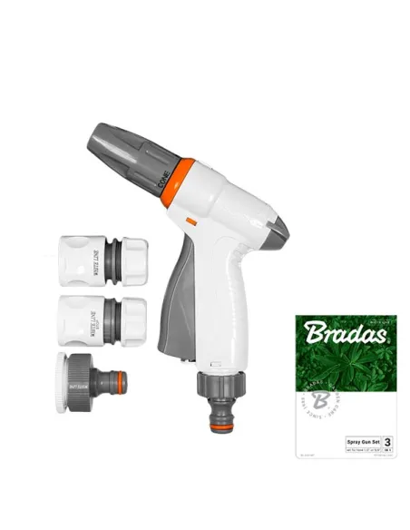 Пистолет для полива Bradas White Line WL-EN6TSET, комплект 2 коннектора и адаптер на шланг 3/4 дюйма