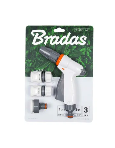 Пистолет для полива Bradas White Line WL-EN6TSET, комплект 2 коннектора и адаптер на шланг 3/4 дюйма