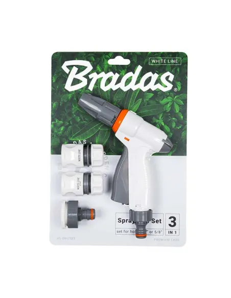 Пистолет для полива Bradas White Line WL-EN6TSET, комплект 2 коннектора и адаптер на шланг 3/4 дюйма