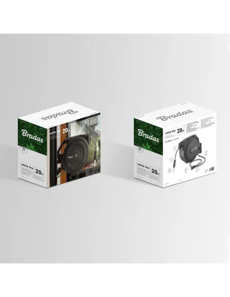 Котушка автоматична для шланга Bradas White Line WL-W7B20, шланг 1/2 дюйма 20 метрів, арматура сполучна