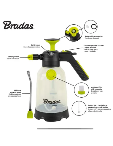 Садовий обприскувач пневматичний Bradas Aqua Spray Clear AS0200CL/SF на 2 літри з боковою вливою
