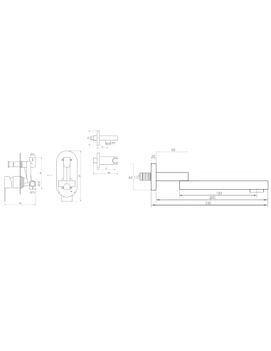 Вилив Globus Lux GLM-200 N-BB для вбудованого змішувача на ванну, поворотний