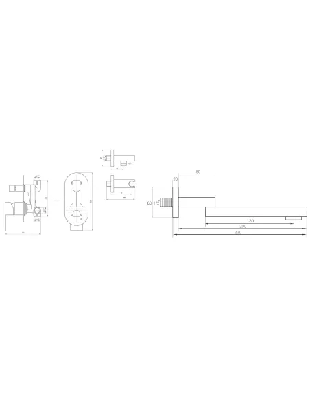 Излив Globus Lux GLM-200 N-BB для встроенного смесителя на ванну, поворотный