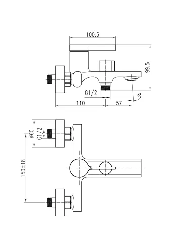 Смеситель для ванны Topaz Moderno TMD-33101-H78A с душевым набором