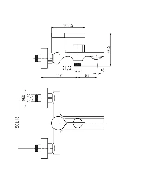 Смеситель для ванны Topaz Moderno TMD-33101-H78A с душевым набором