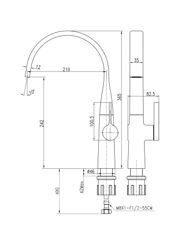 Смеситель для кухни Topaz Moderno TMD-33203S-H78A