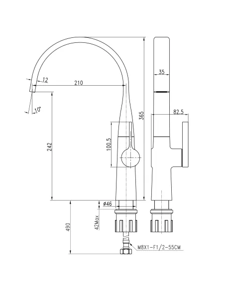 Смеситель для кухни Topaz Moderno TMD-33203S-H78A