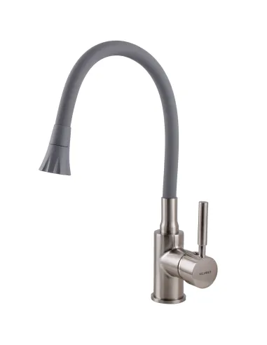 Смеситель для кухни Globus Lux Lazer GLLR-0203SA-8-G03 с гибким серым изливом
