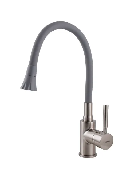 Смеситель для кухни Globus Lux Lazer GLLR-0203SA-8-G03 с гибким серым изливом