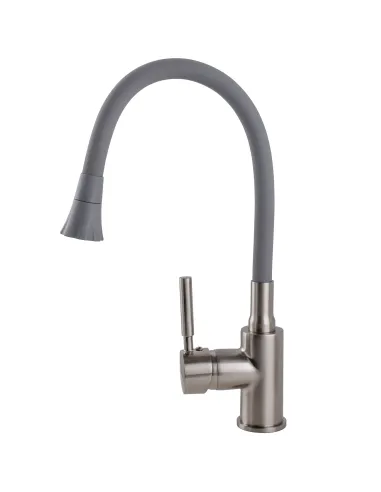 Змішувач для кухні Globus Lux Lazer GLLR-0203SA-8-G03 з гнучким сірим виливом
