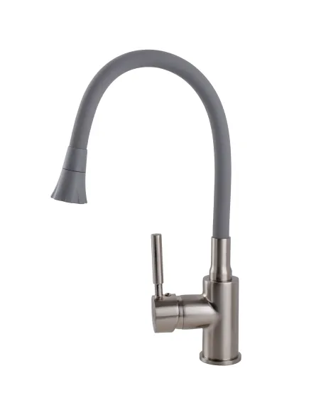 Смеситель для кухни Globus Lux Lazer GLLR-0203SA-8-G03 с гибким серым изливом