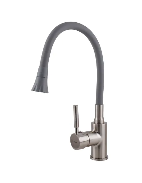 Смеситель для кухни Globus Lux Lazer GLLR-0203SA-8-G03 с гибким серым изливом