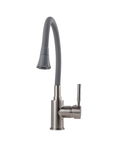 Змішувач для кухні Globus Lux Lazer GLLR-0203SA-8-G03 з гнучким сірим виливом