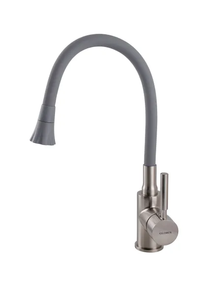 Смеситель для кухни Globus Lux Lazer GLLR-0203SA-8-G03 с гибким серым изливом