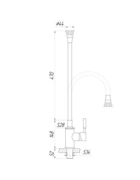 Смеситель для кухни Globus Lux Lazer GLLR-0203SA-8-G03 с гибким серым изливом