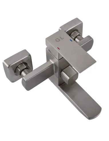 Смеситель для ванны Globus Lux KUBUS SKU-102N с душевым набором, нержавеющая сталь