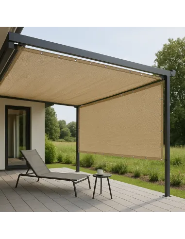 Тент сеточный КТУ 0.9х5 метра, тень 90%, молоко, с люверсами шаг 50 см