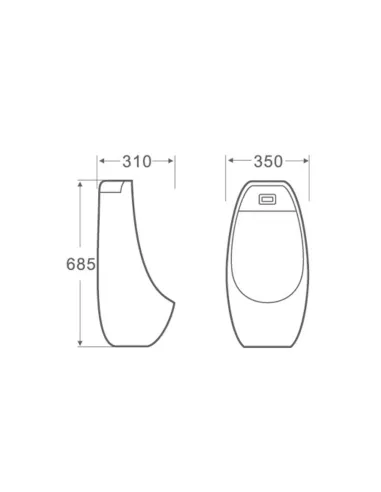 Пісуар підвісний Q-Тap Stork QT1588102HW White 685х350х310 мм, з ІЧ датчиком автоматичного змиву
