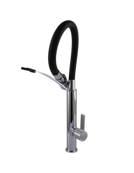 Смеситель для кухни с гибким изливом Topaz MODERNO TMD-8817-H23-BL черный гофроизлив