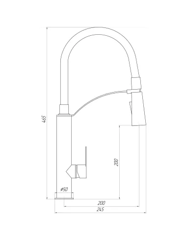 Смеситель для кухни с гибким изливом Topaz MODERNO TMD-8817-H23-BL черный гофроизлив