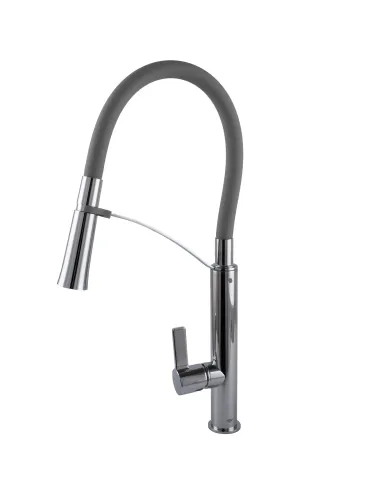 Смеситель для кухни с гибким изливом Topaz MODERNO TMD-8817-H23-GR серый гофроизлив
