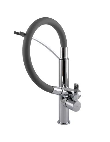 Смеситель для кухни с гибким изливом Topaz MODERNO TMD-8817-H23-GR серый гофроизлив