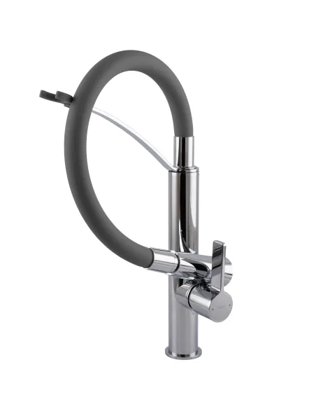 Смеситель для кухни с гибким изливом Topaz MODERNO TMD-8817-H23-GR серый гофроизлив