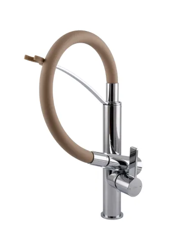 Смеситель для кухни с гибким изливом Topaz MODERNO TMD-8817-H23-BG коричневый гофроизлив