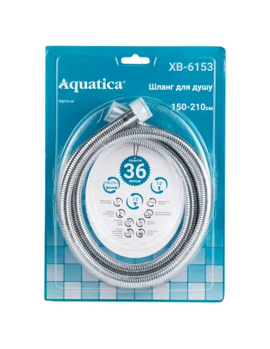 Шланг для душу Aquatica XB-6153 хром 150-210 см, розтяжний