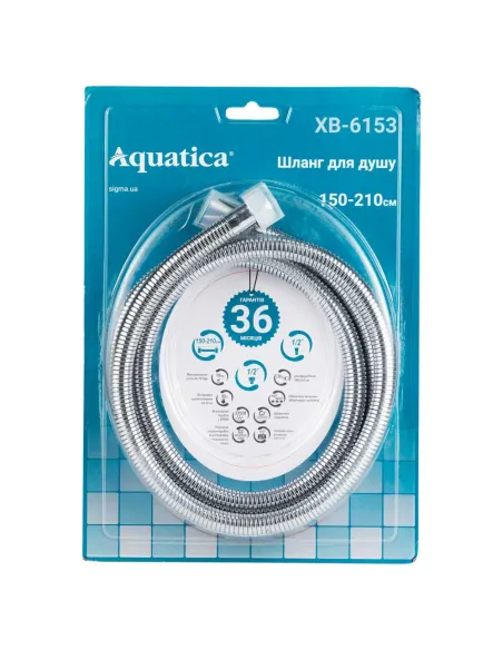 Шланг для душу Aquatica XB-6153 хром 150-210 см, розтяжний